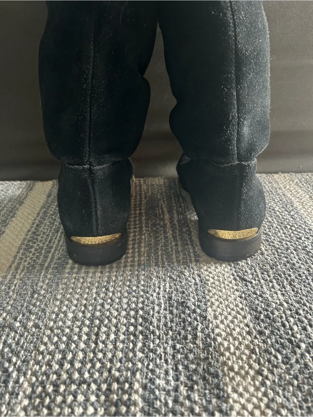 Michael Kors Black Suede Tall Knee High Boots Size 6.5 Leather